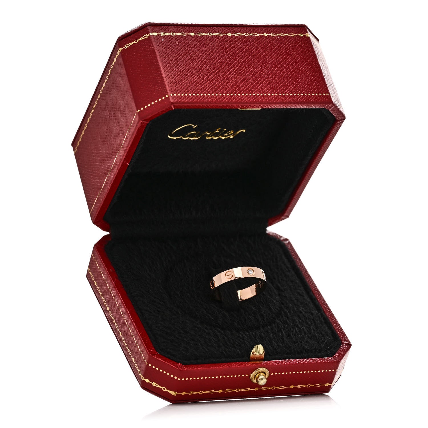 Cartier 18K Pink Gold Diamond 4mm LOVE Wedding Band Ring 52 6 7 of 7