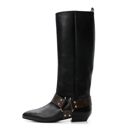 Louis Vuitton Calfskin Monogram Rhapsody High Boots 40 Black 1 of 8