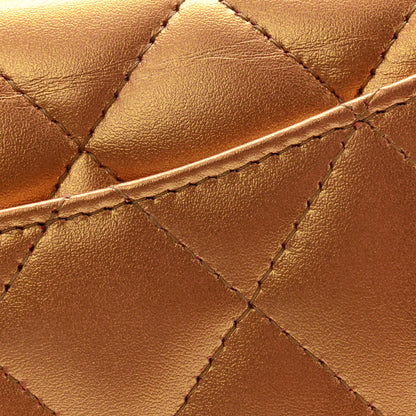 Chanel Metallic Lambskin Quilted Large Gusset Flap Wallet Golden 10 of 12
