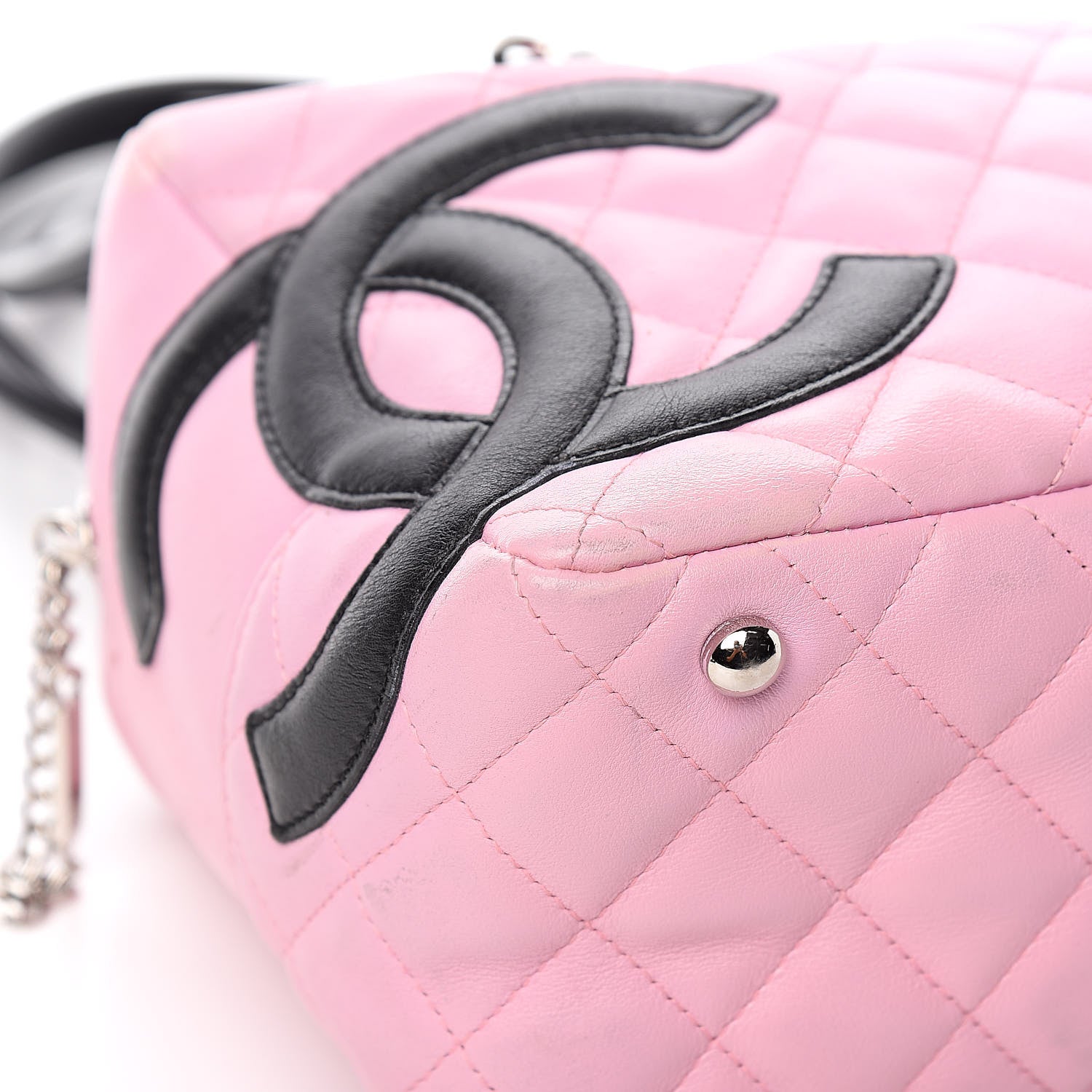 Chanel Calfskin Quilted Large Cambon Bowler Pink Black 8 of 15