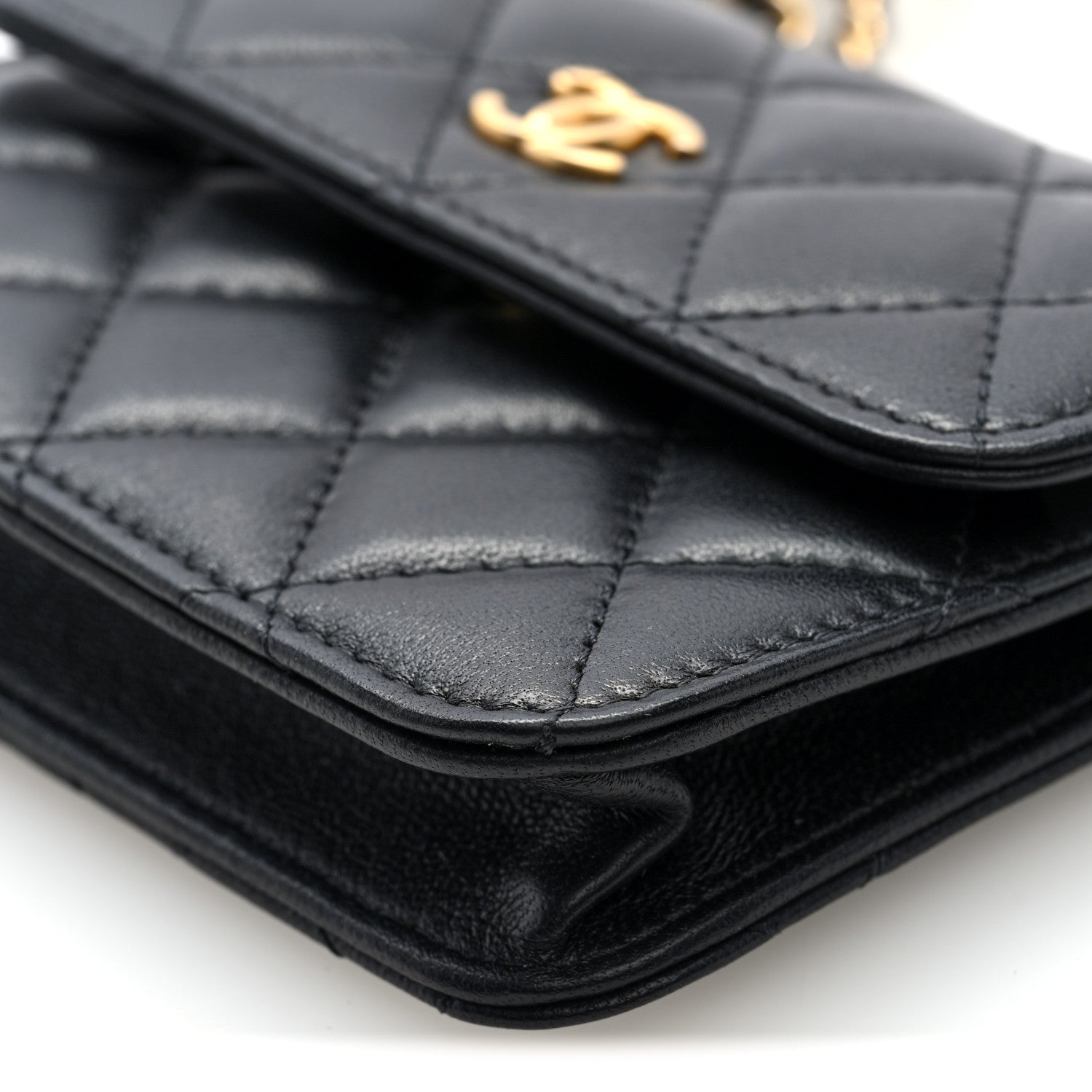 Chanel Lambskin Quilted Pearl Crush Flap With Chain Black 10 of 11
