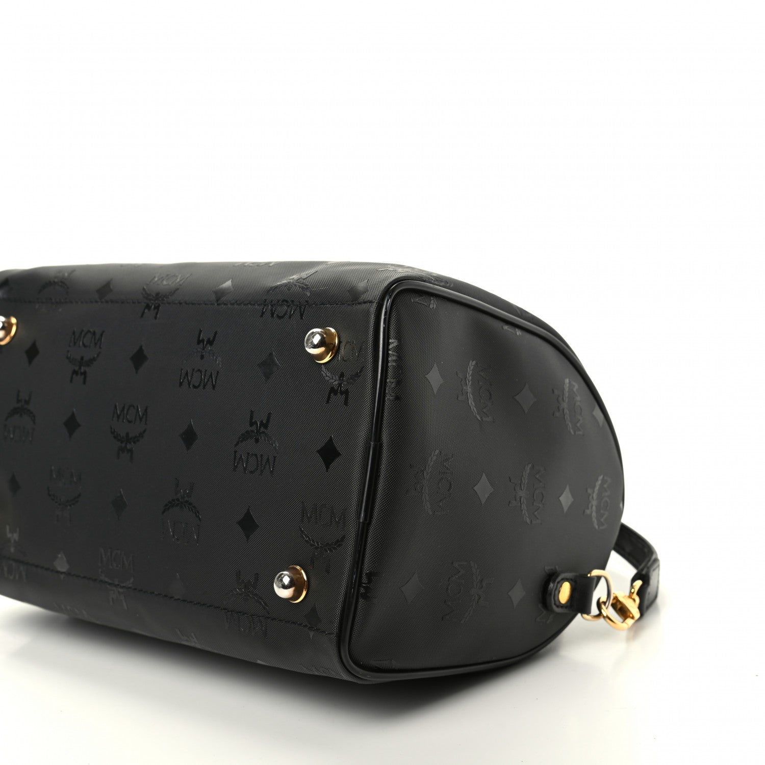 MCM Nylon Monogram Boston Bag Black 7 of 9