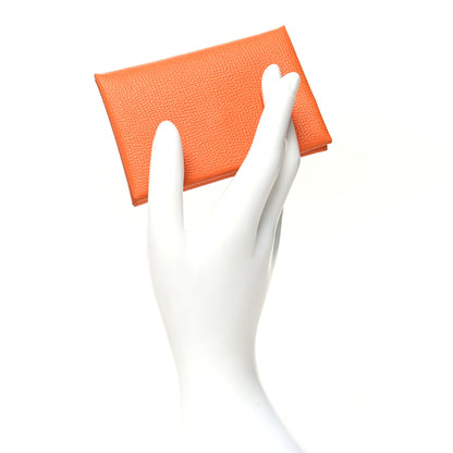 Hermes Epsom Calvi Duo Card Case Orange 2 of 10