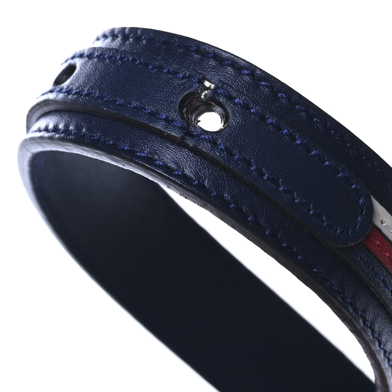 Gucci Calfskin Sylvie Stripe Torchon Double G 20mm Belt 75 30 Maritime Hibiscus Red Mystic White 6 of 6