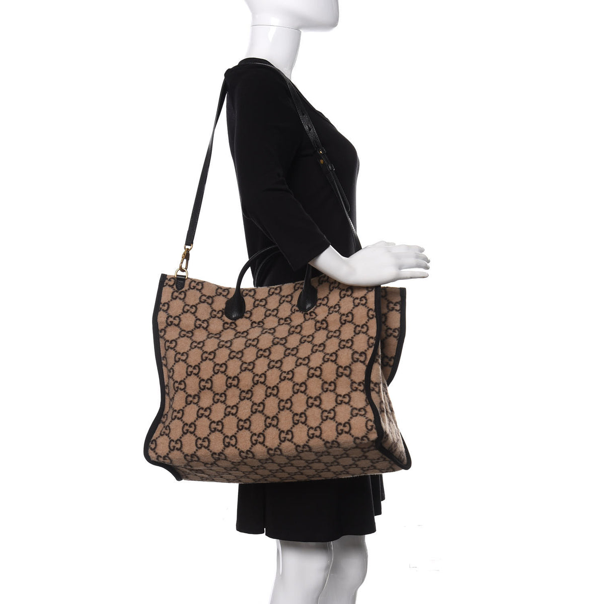 Gucci Covered Wool GG Monogram Large Tote Bag Beige Ebony 2 of 10
