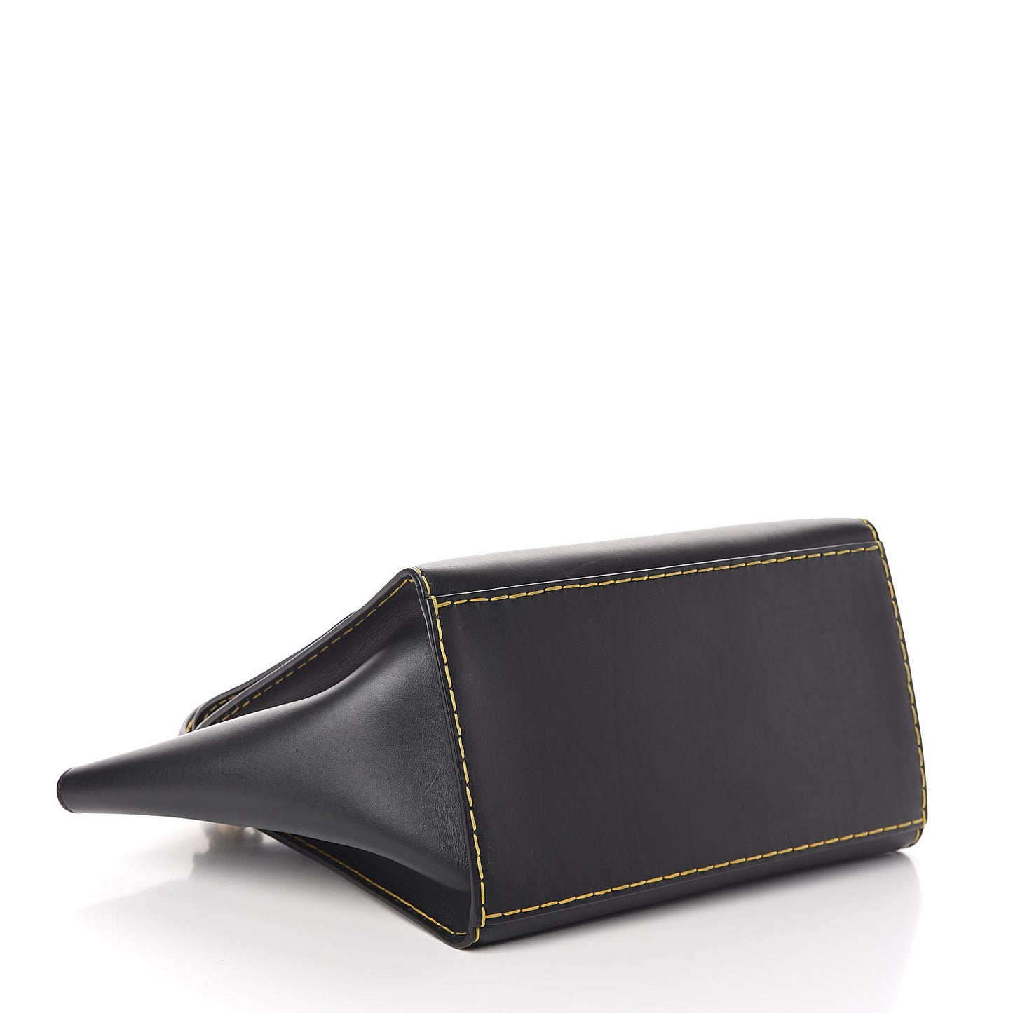 Smooth Calfskin Yellow Stitching Medium Trapeze Black