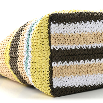 Miu Miu Raffia Crochet Stripe Tote Bag Tundra Limone Natural 9 of 10