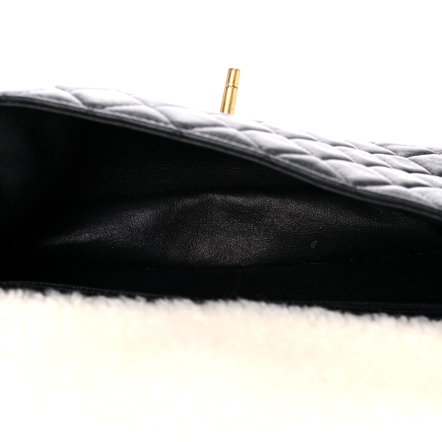 Chanel Lambskin Shearling Large CC Flap Bag Black White 5 of 9