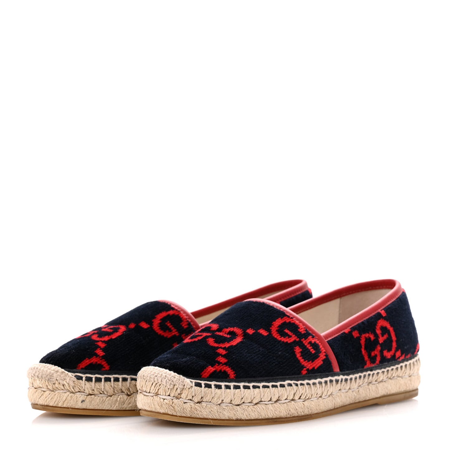 Terry Cloth GG Monogram Espadrilles 36.5 Blue Red