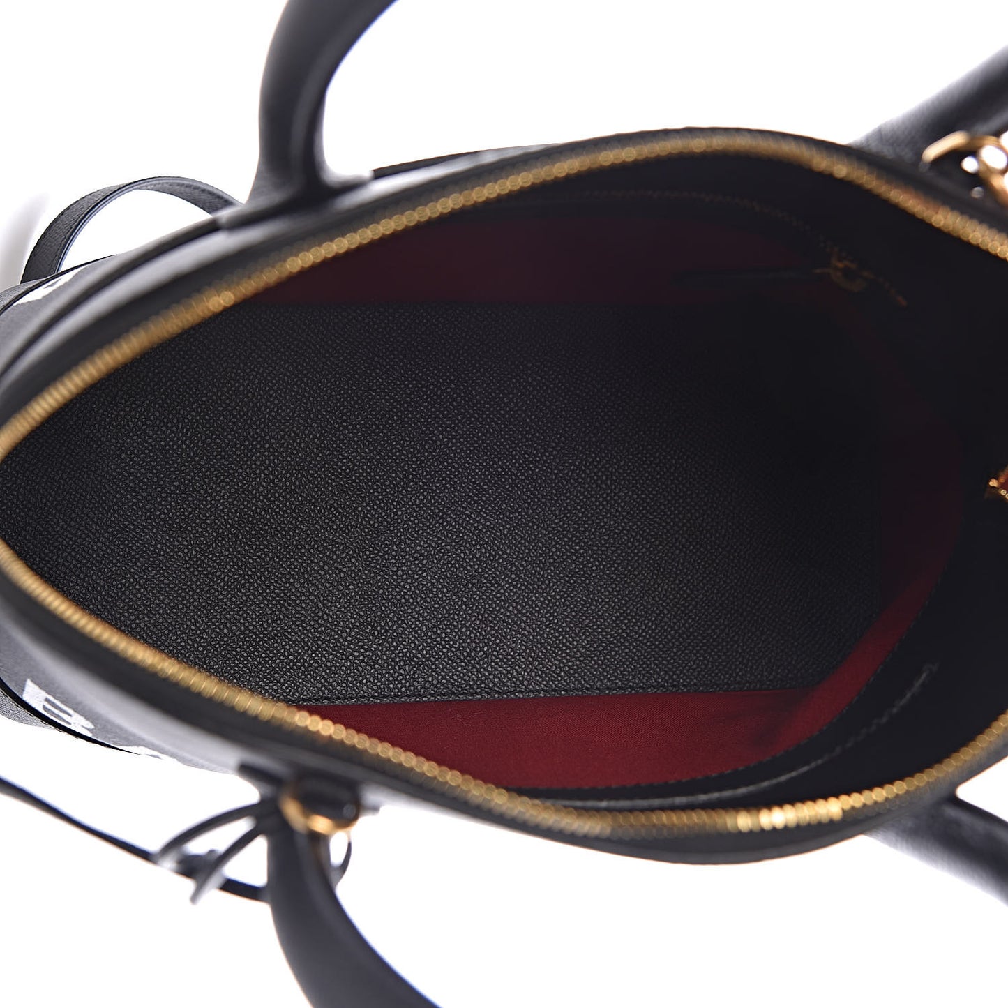 Signature Grained Calfskin Logo S Ville Top Handle Bag Black