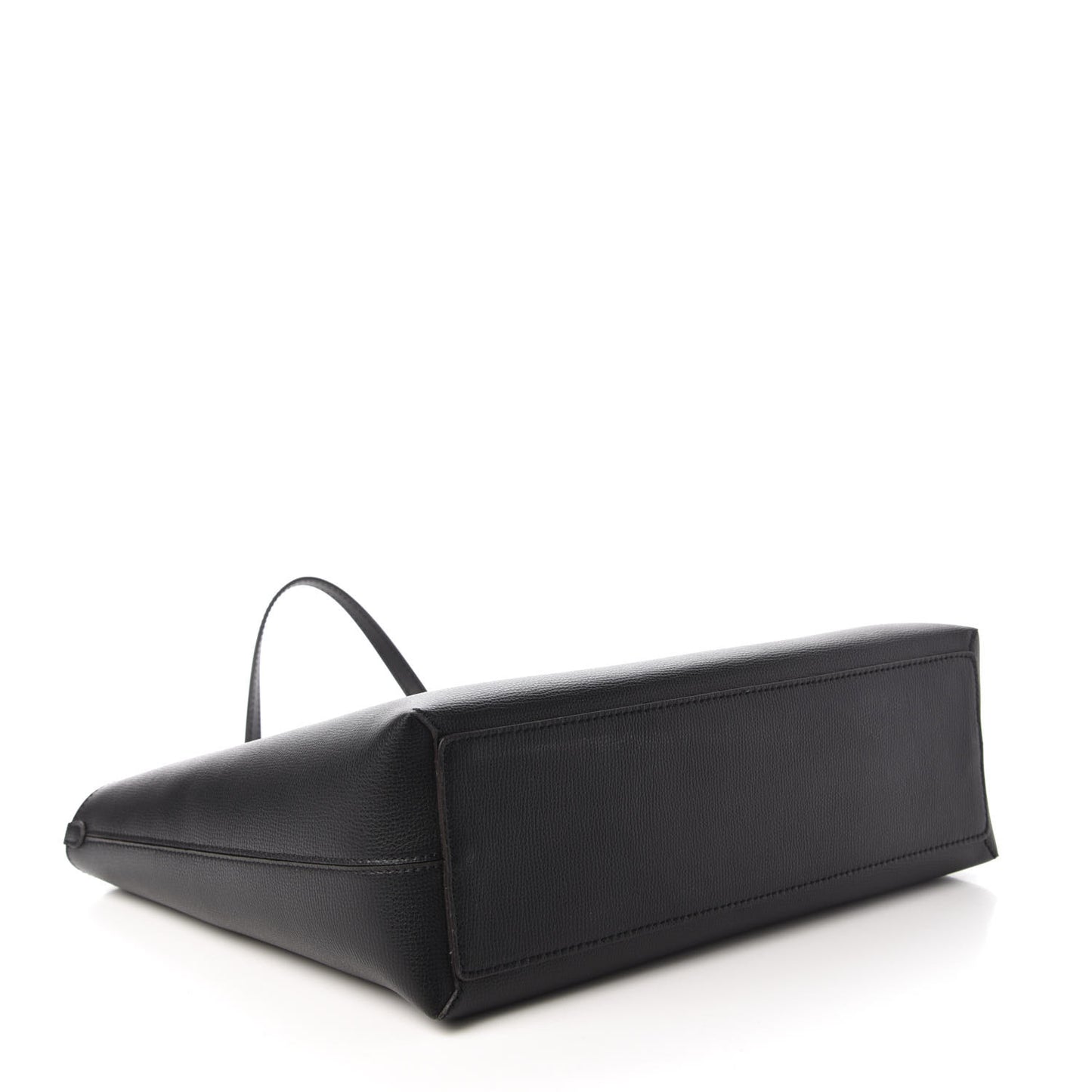Grainy Calfskin Haymarket Check Medium Reversible Tote Black