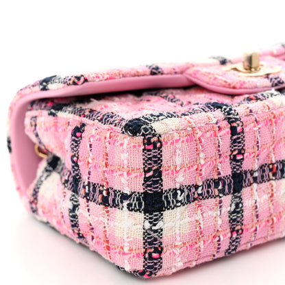 Chanel Metallic Tweed Quilted Mini Rectangular Flap Pink Navy White 9 of 11