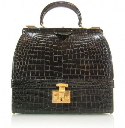Hermes Crocodile Sac Mallette 26 Black 1 of 10
