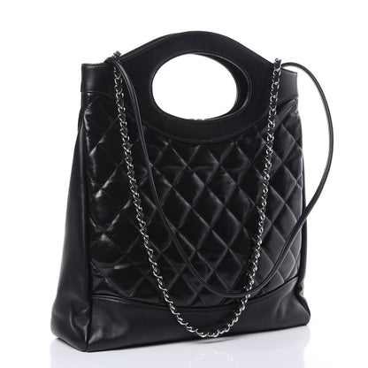 Chanel Glazed Lambskin Quilted Small 31 Shopping Bag Black 3 of 11
