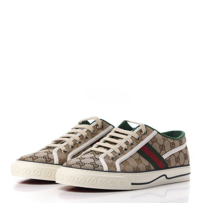 Gucci GG Monogram Web Mens 1977 Tennis Sneakers 9.5 Beige Ebony Mystic White 3 of 9