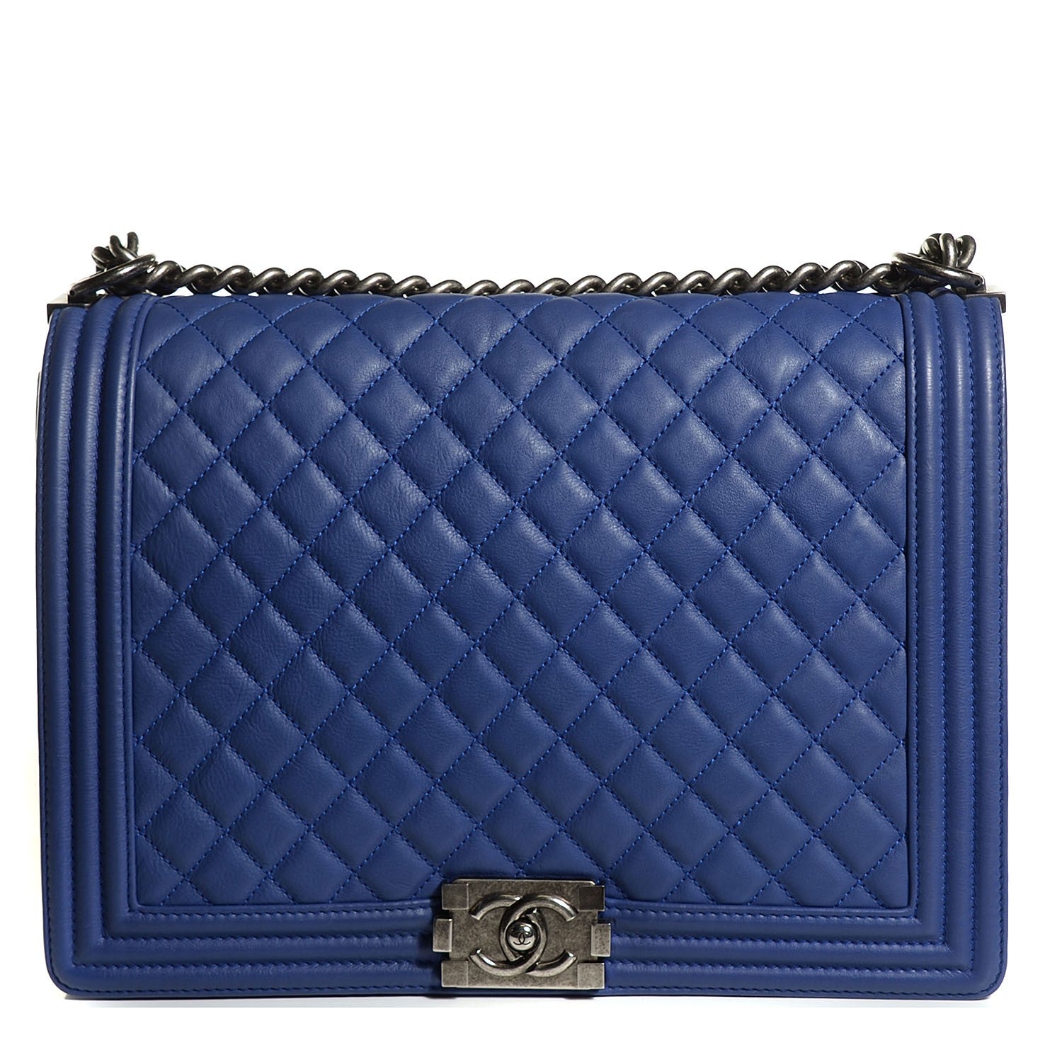 Chanel Calfskin Quilted Large Boy Flap Dark Blue 1 of 8