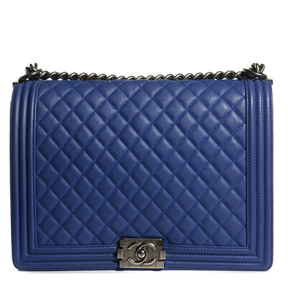 Chanel Calfskin Quilted Large Boy Flap Dark Blue 1 of 8