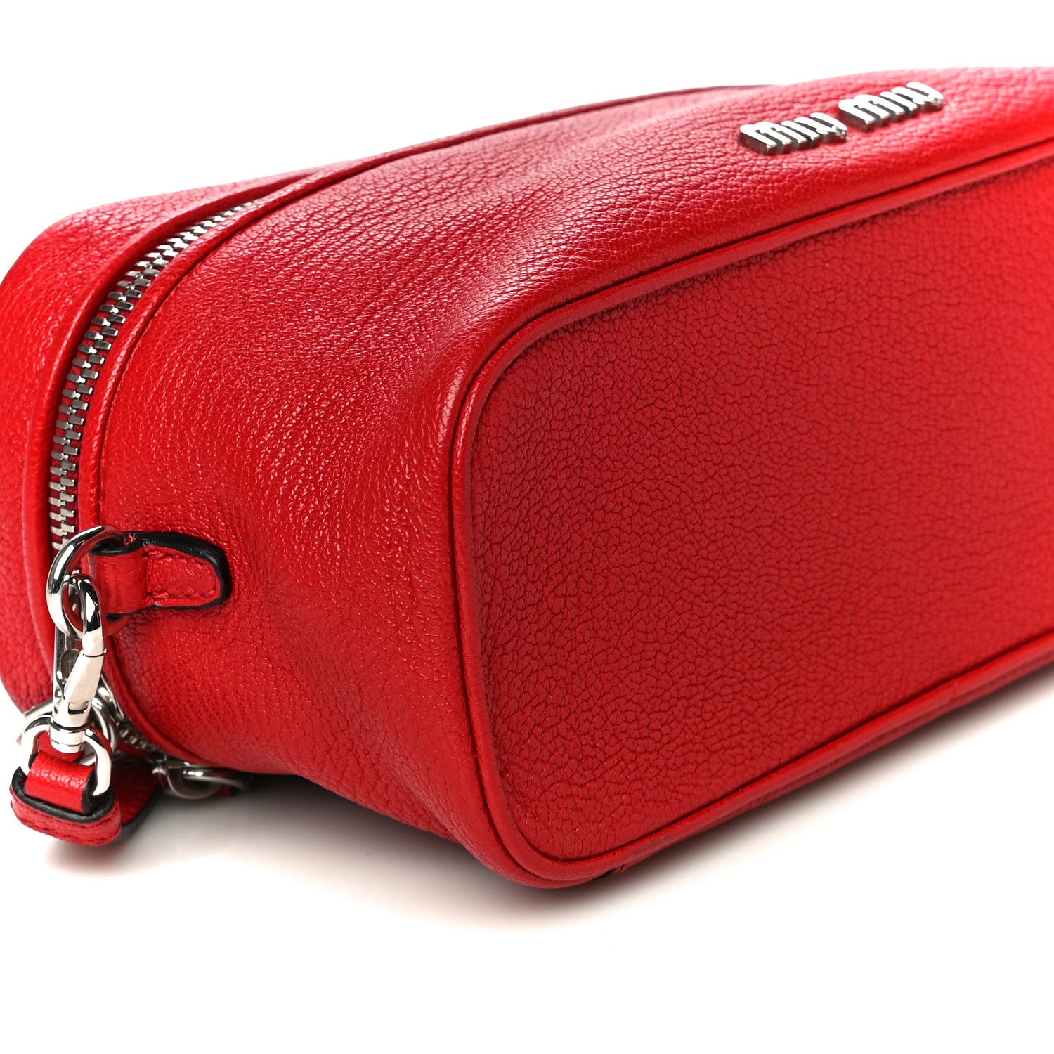 Miu Miu Goatskin Madras Top Handle Crossbody Red 9 of 12