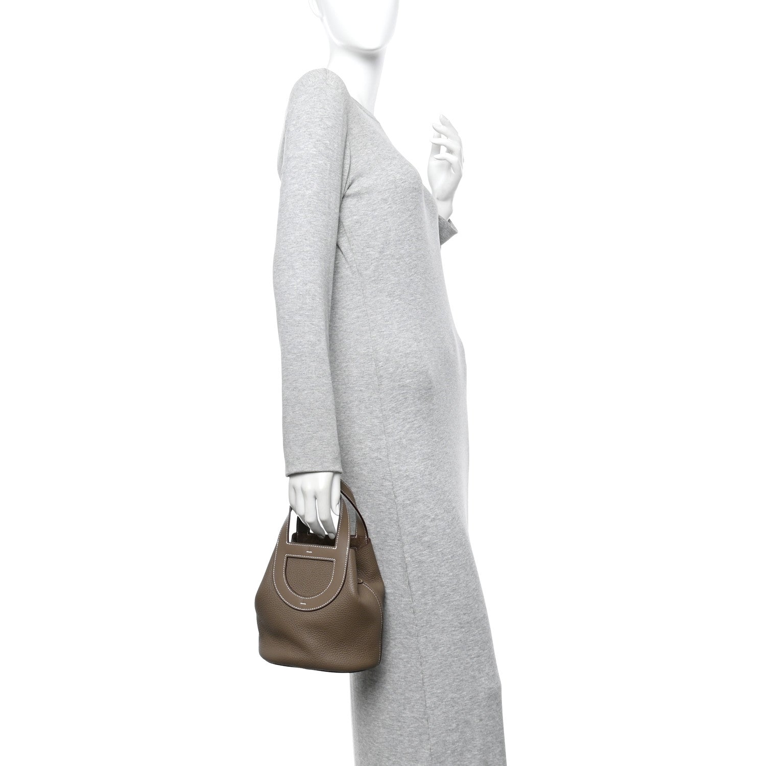 Hermes Taurillon Clemence Swift In-The-Loop 18 Bag Etoupe 2 of 10