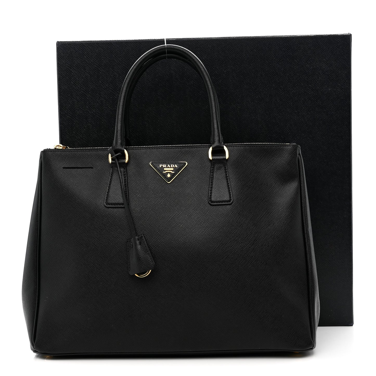 Saffiano Large Galleria Double Zip Tote Black
