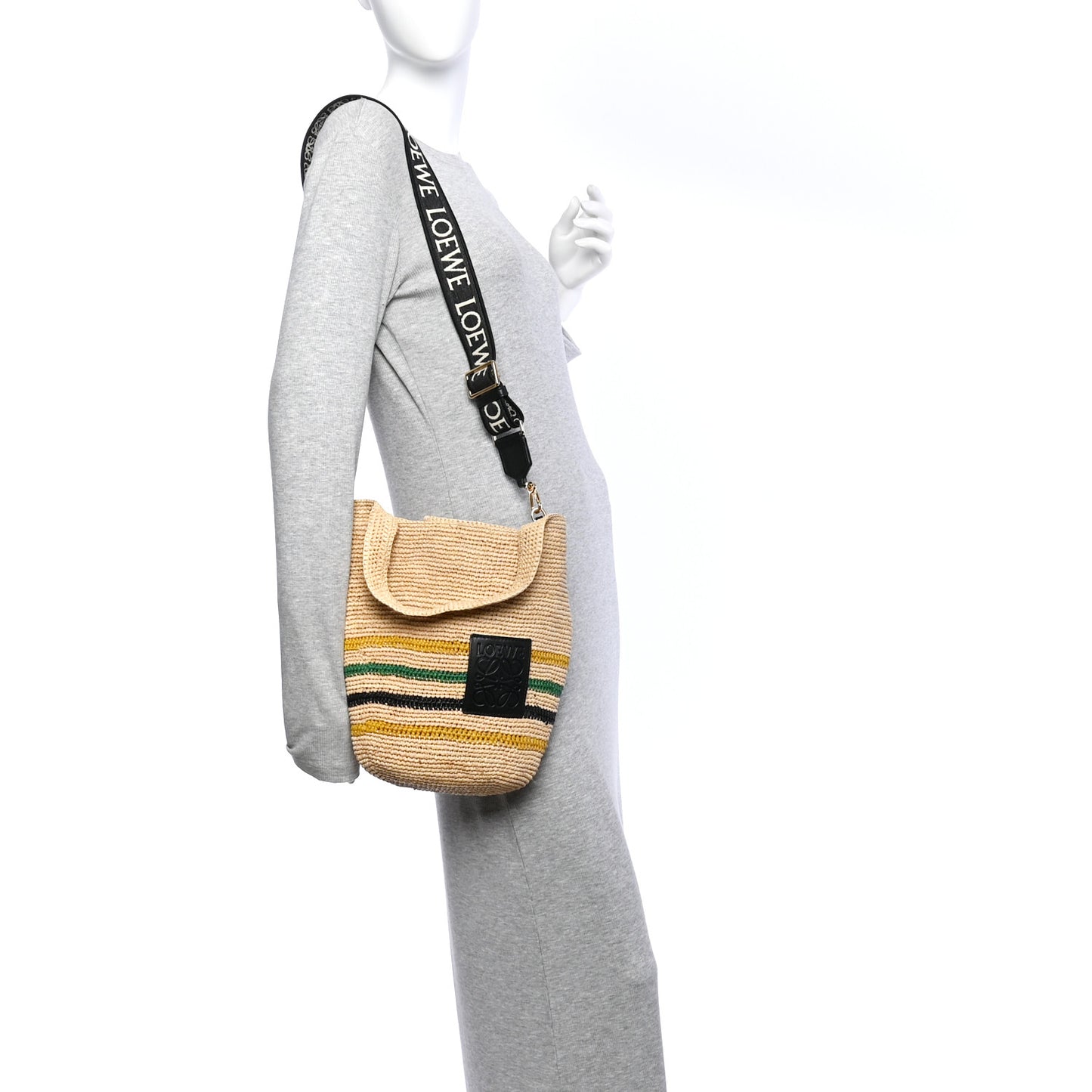 Raffia Rasta Striped Mini Slit Tote Bag Natural Multicolor