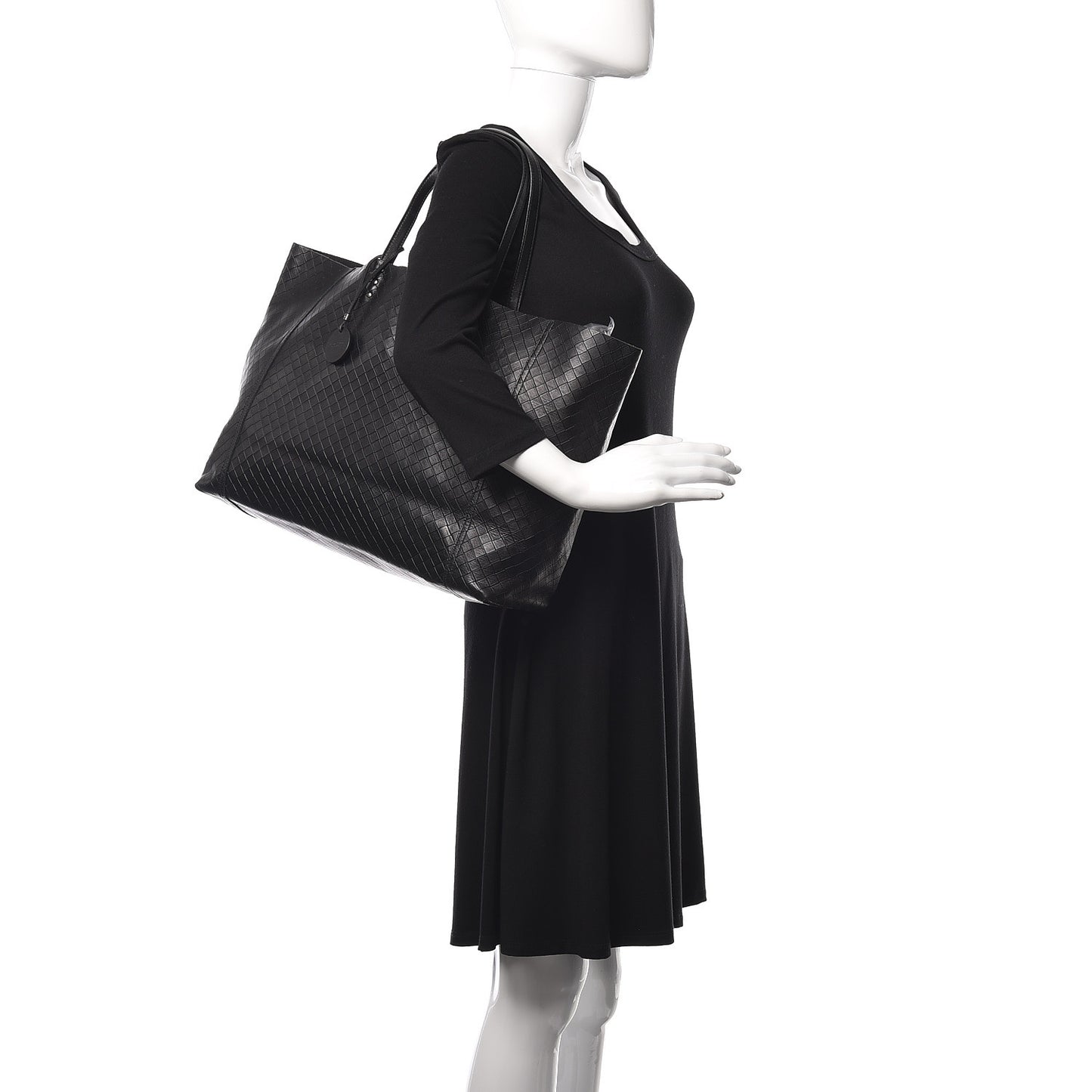 Calfskin Intrecciomirage Large Tote Black
