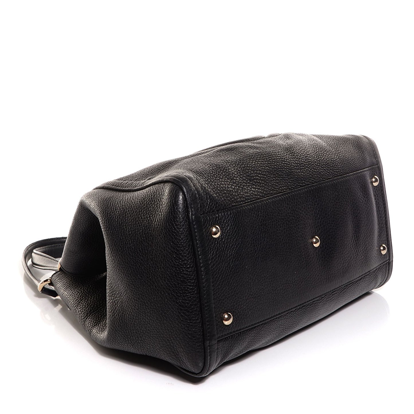 Pebbled Calfskin Medium Soho Shoulder Bag Black