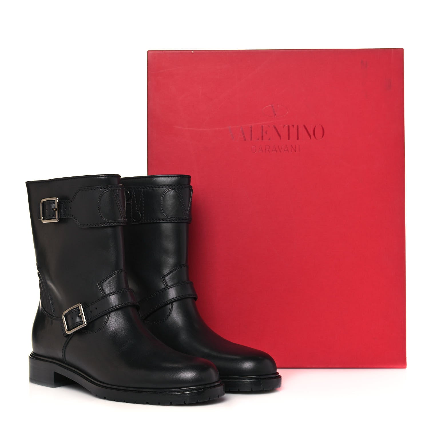 Valentino Garavani Calfskin Vlogo Biker Boots 40 Black 8 of 8
