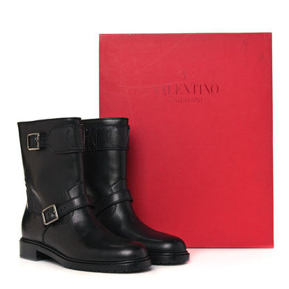 Valentino Garavani Calfskin Vlogo Biker Boots 40 Black 8 of 8