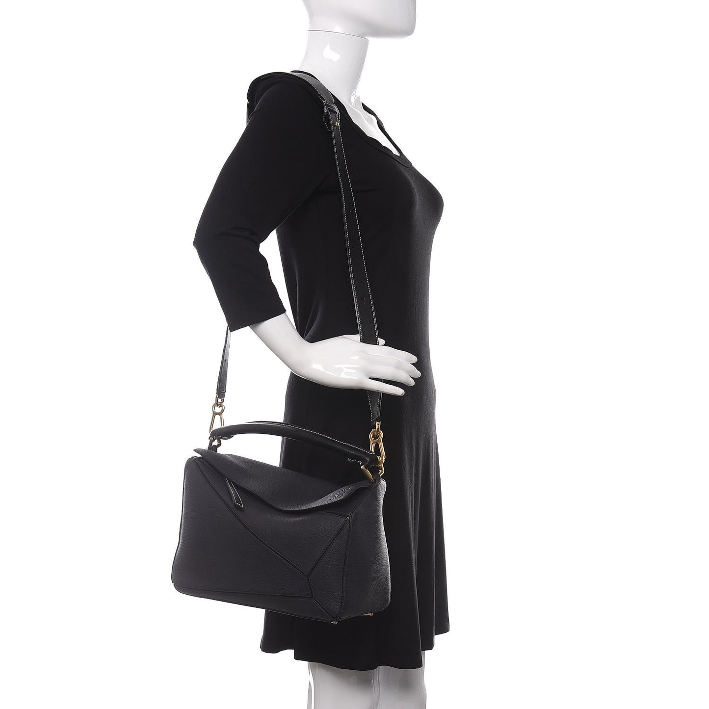 Calfskin Medium Puzzle Bag Midnight Blue Black