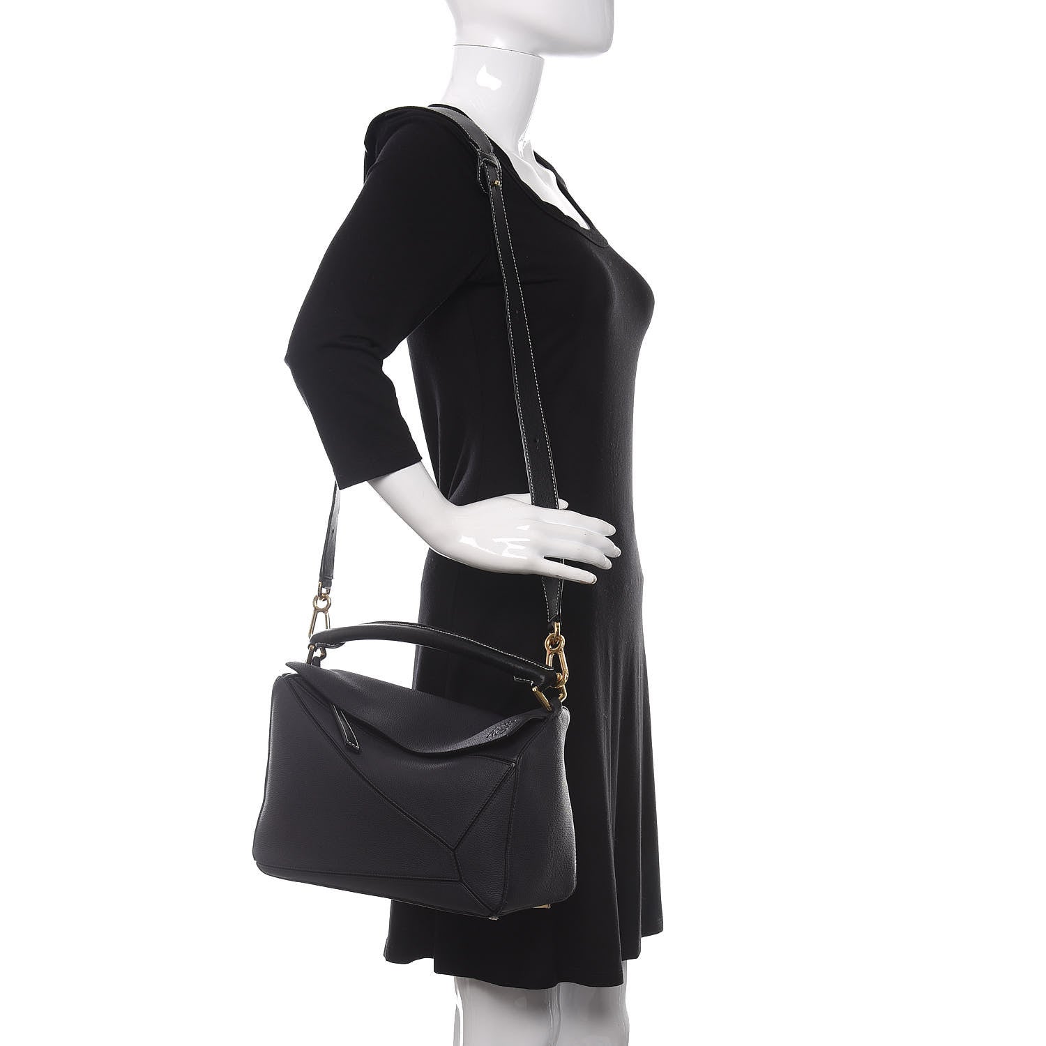 Loewe Calfskin Medium Puzzle Bag Midnight Blue Black 2 of 10