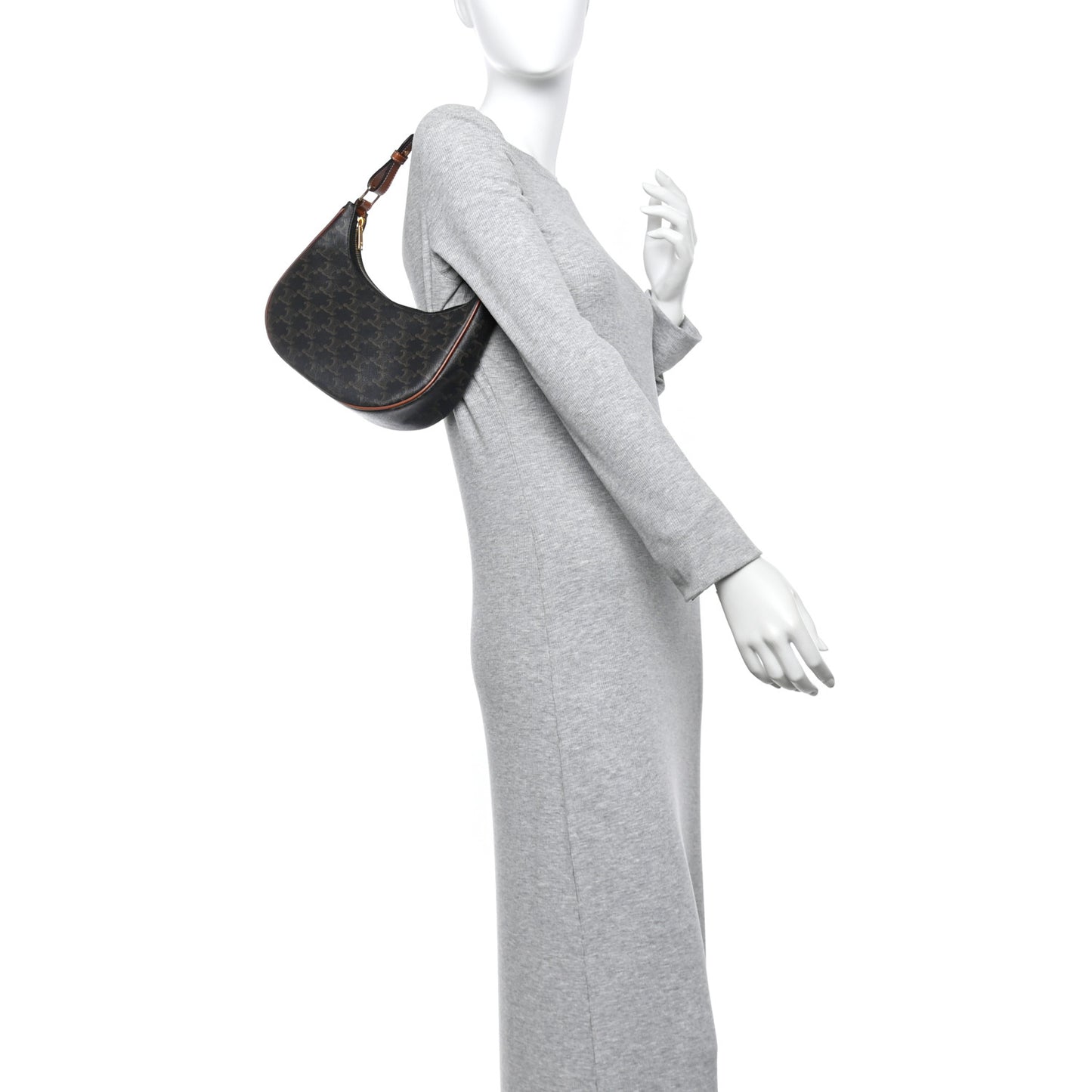 Triomphe Canvas Calfskin Ava Shoulder Bag Tan