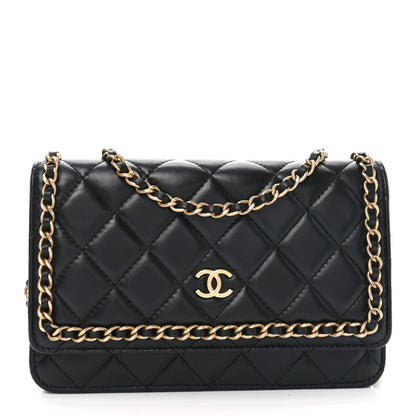 Chanel Lambskin Quilted Chain Around Wallet On Chain WOC Black 1 of 11