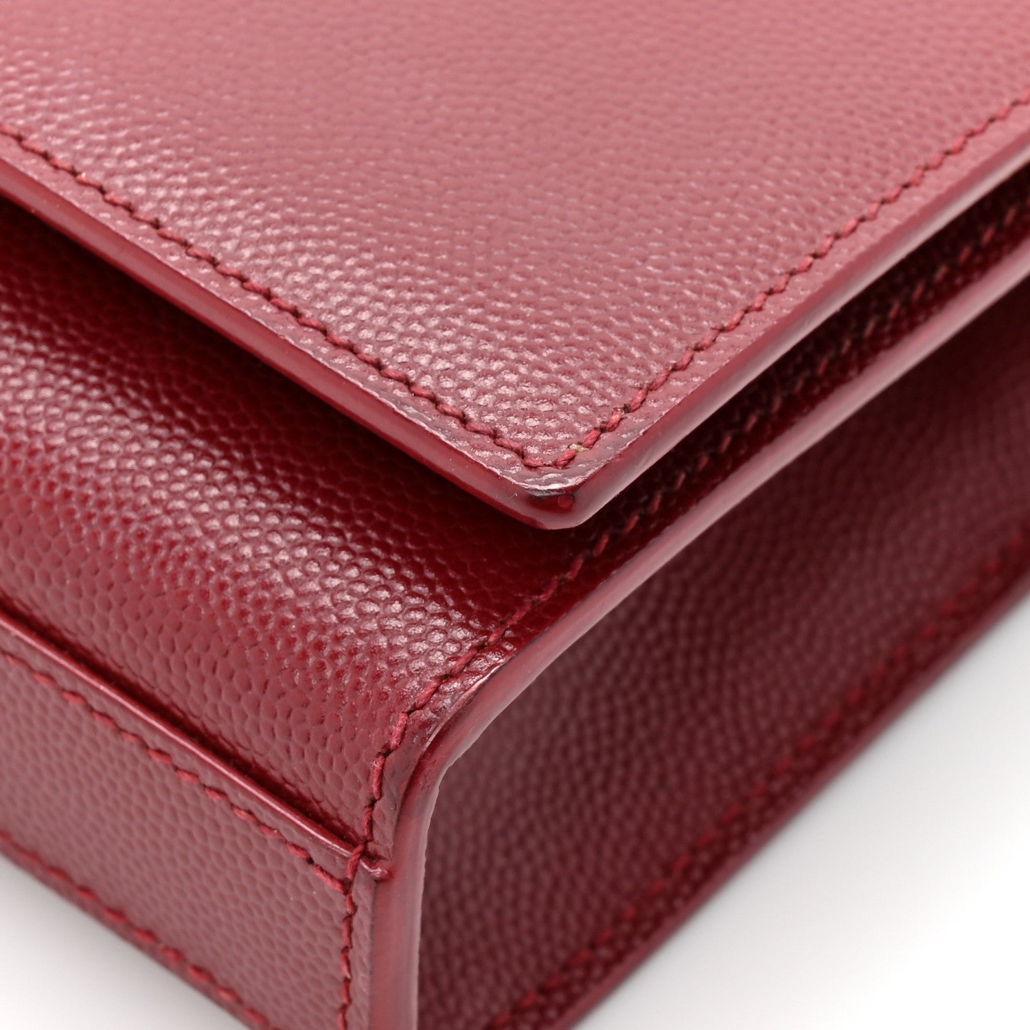 Saint Laurent Grain De Poudre Small Monogram Kate Satchel Red 12 of 14
