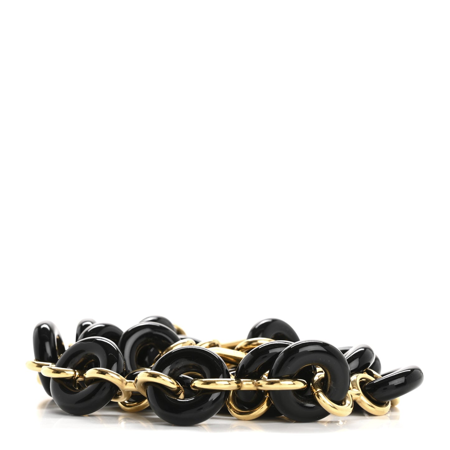Brass Acetate Donut Chain Shoulder Strap Black Gold