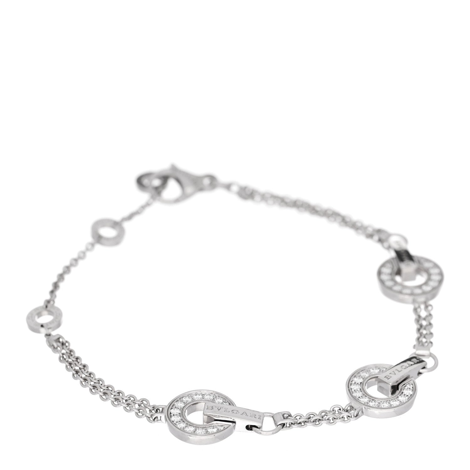 Bulgari 18K White Gold Diamond BVLGARI BVLGARI Openwork Bracelet ML 1 of 7