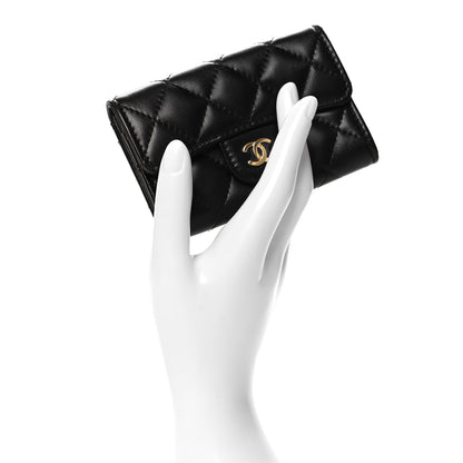 Chanel Lambskin Quilted Flap Card Holder Wallet Black 2 of 9