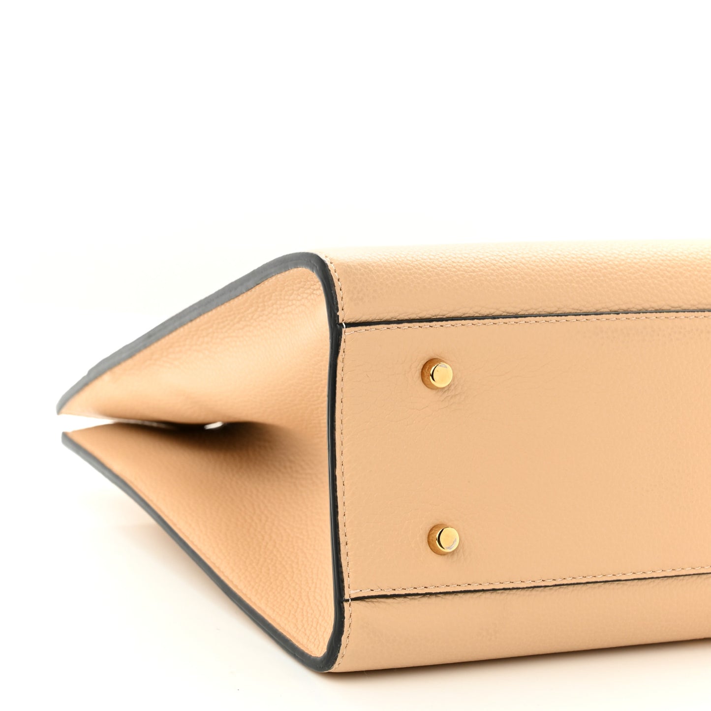 Grained Calfskin Large Virtus Top Handle Shoulder Bag Beige