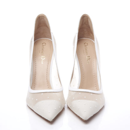 Christian Dior Mesh Plumetis Tulle D-Moi Pumps 39 White 3 of 10
