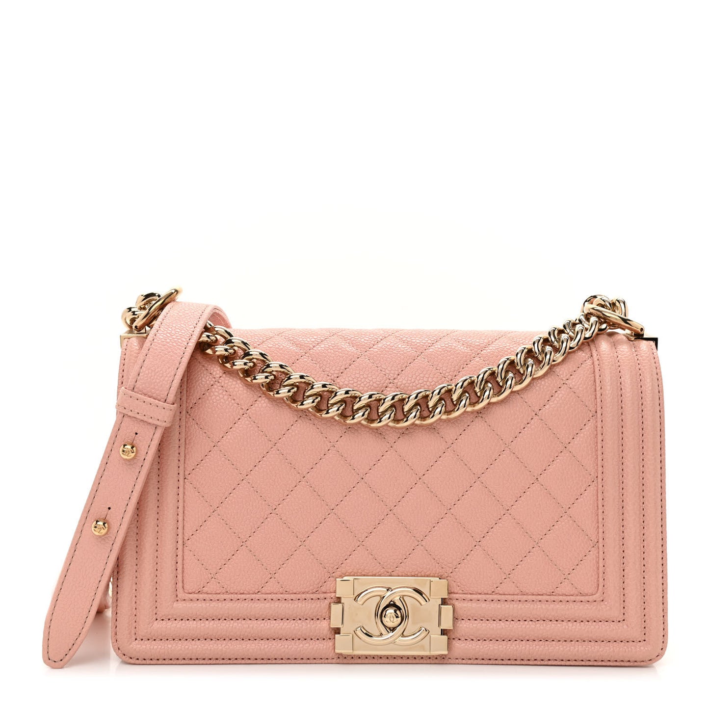 Caviar Quilted Medium Boy Flap Light Pink