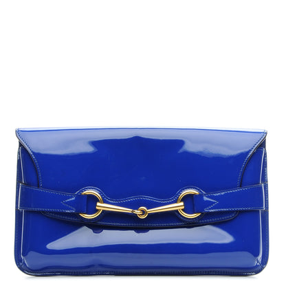 Gucci Patent Large Bright Bit Clutch Deep Zaffiro 1 of 7