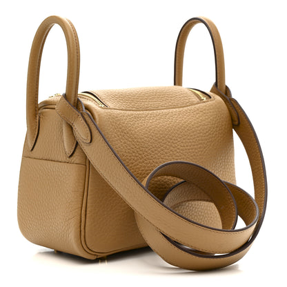Hermes Taurillon Clemence Mini Lindy 20 Biscuit 3 of 11