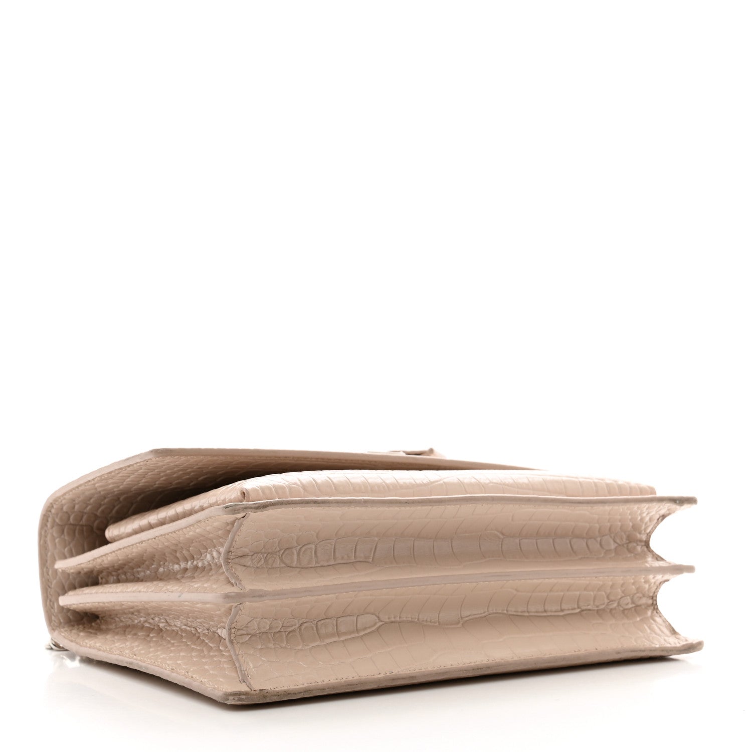 Saint Laurent Calfskin Crocodile Embossed Medium Monogram Sunset Rose Antic 4 of 11