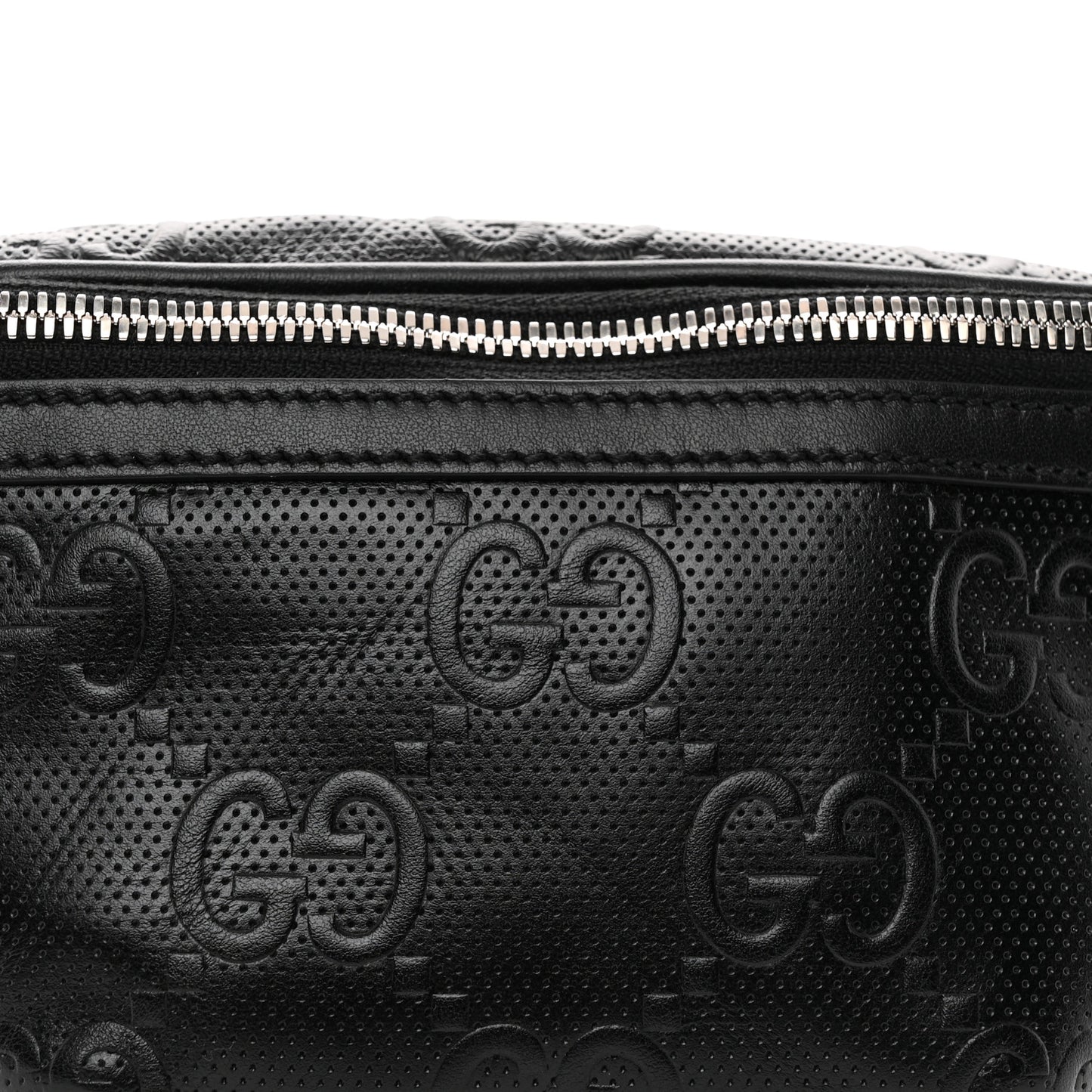 Calfskin GG Tennis Embossed Belt Bag Black