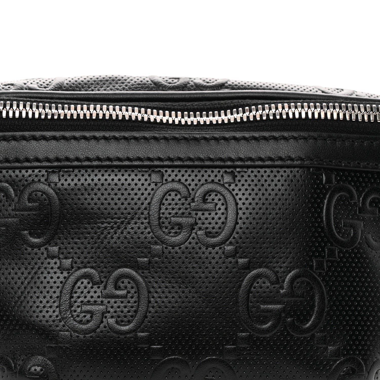 Gucci Calfskin GG Tennis Embossed Belt Bag Black 8 of 10