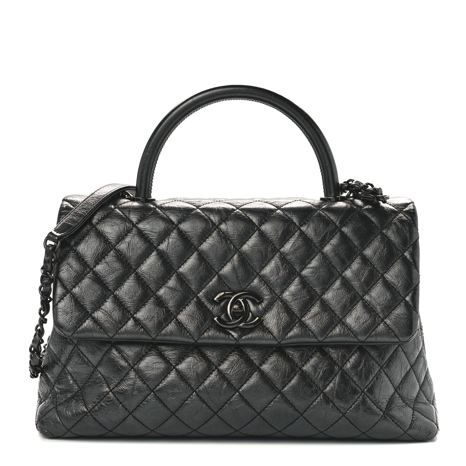 Chanel Aged Calfskin Quilted Medium Coco Handle Flap So Black 1 of 12