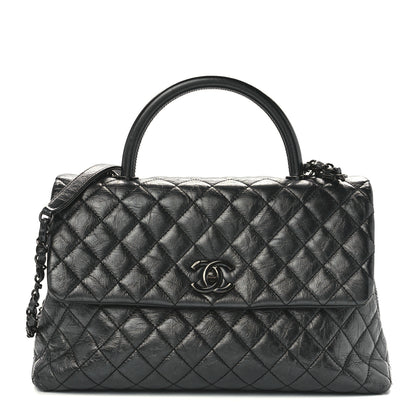 Chanel Aged Calfskin Quilted Medium Coco Handle Flap So Black 1 of 12