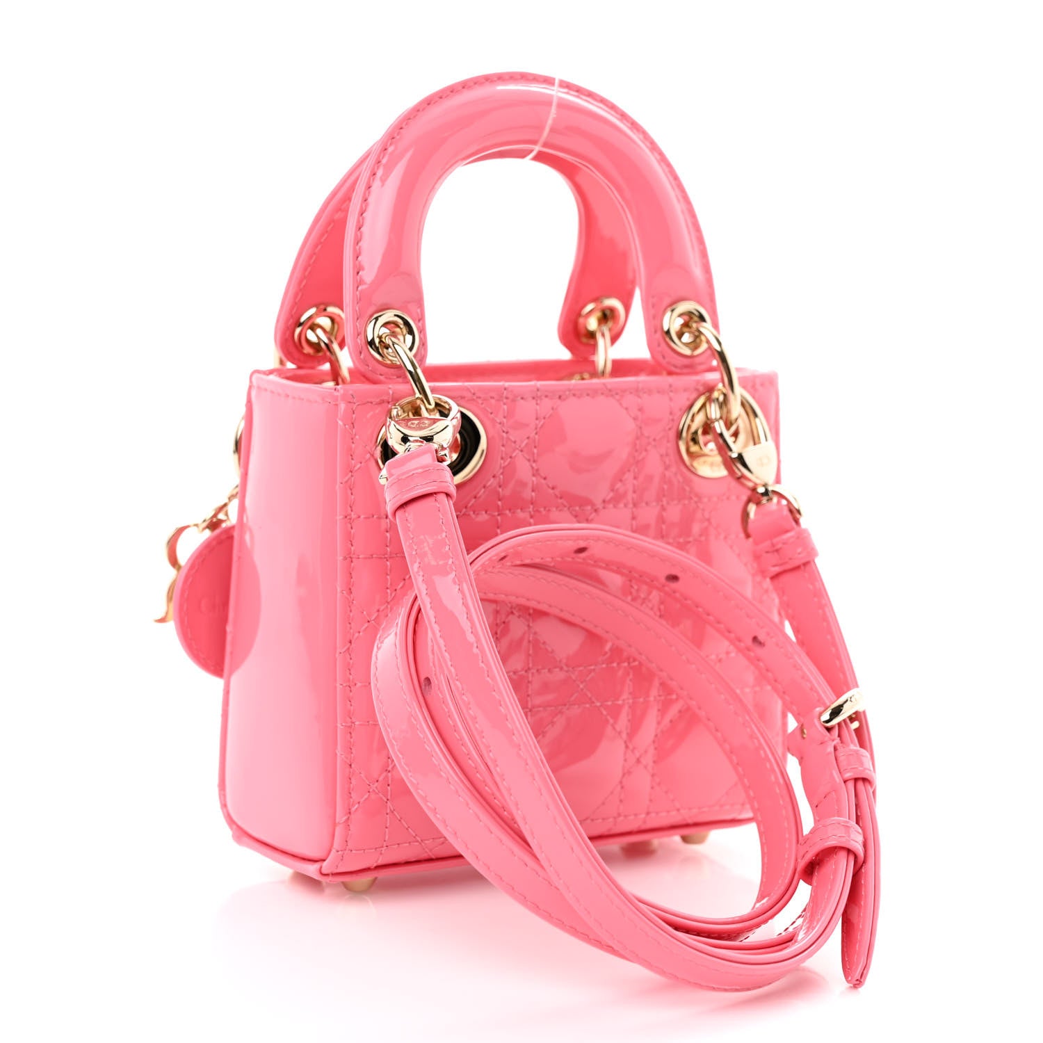 Christian Dior Patent Cannage Micro Lady Dior Peony Pink 3 of 10