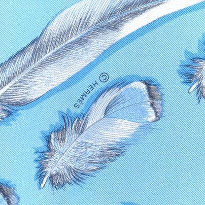 Hermes Silk Plumes II Scarf 90 Bleu Glacier Azur Ardoise 4 of 5