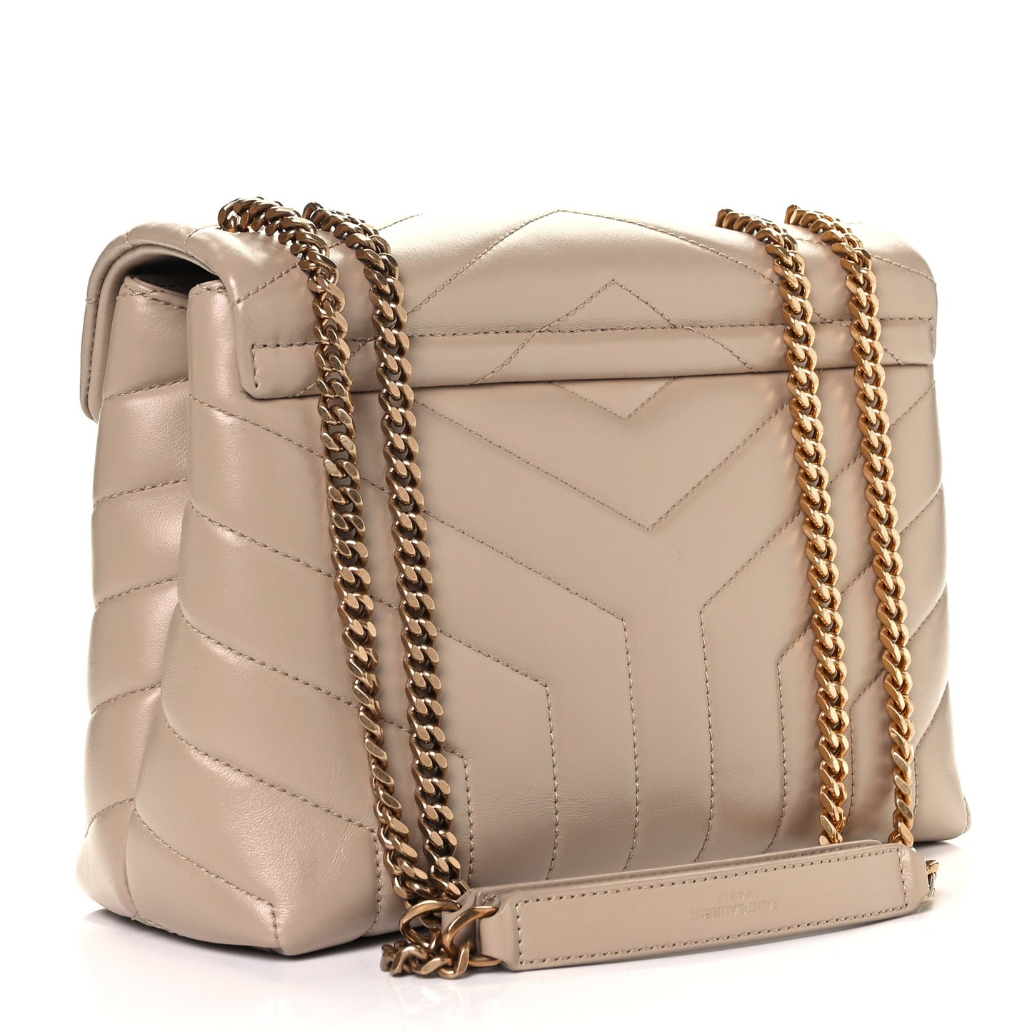 Calfskin Y Quilted Monogram Small Loulou Chain Satchel Dark Beige